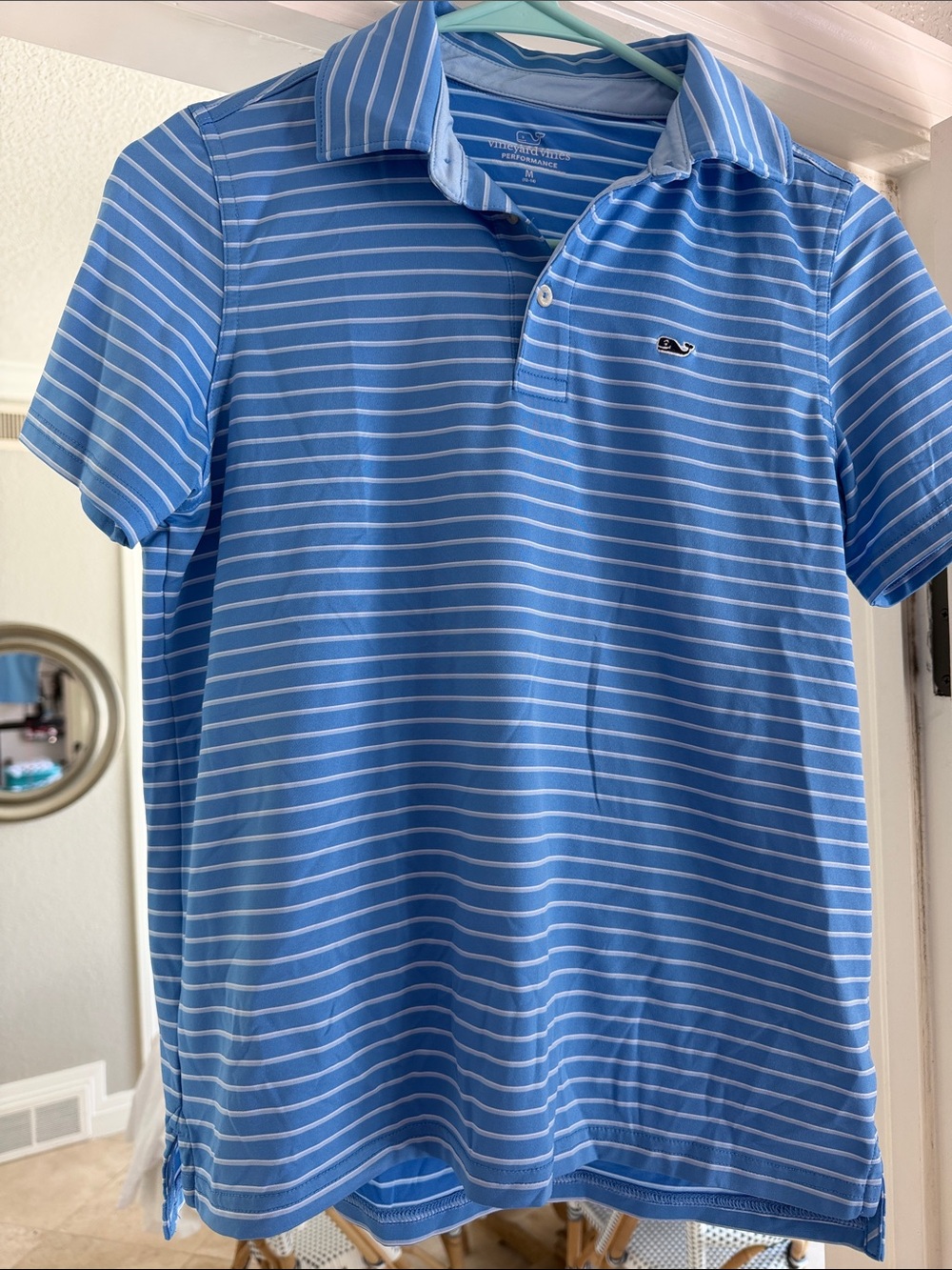 Vineyard Vines Light Blue & White Striped Polo